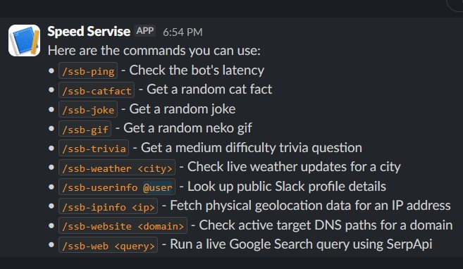 List of Commands